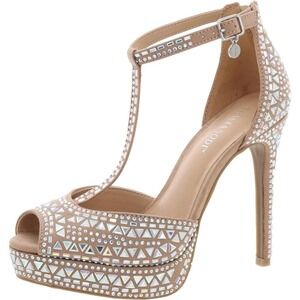 NWB Thalia Sodi Women's Chacey Embellished Platform T-strap Pumps in Nude size 8